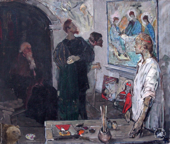 Королёва Розалия Ивановна. Андрей Рублёв. Холст, масло. 106х125. 1956. 4 курс. Частное собрание.