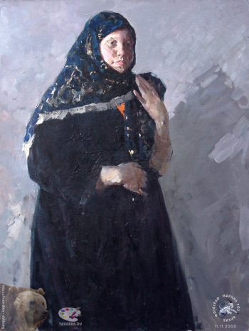Королёва Розалия Ивановна. Девушка в платке. Холст, масло. 122х93. 1956. 4 курс. Частное собрание.