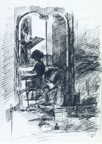 Купреянов Николай Николаевич. Зеркало (Автопортрет в зеркале). Бумага, карандаш. 49,2х38. 1926. Частное собрание.