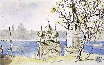 Мазурин Герман Алексеевич. Тутаев. Бумага, офорт, акватинта. 10х15. 1991. Собрание семьи художника.