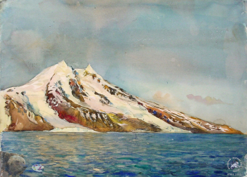 Мазурин Герман Алексеевич. Остров Ян-Майен. Бумага, акварель. 32х42. 1956. Собрание семьи художника.