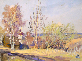 Мазурин Герман Алексеевич. Весна. Бумага, темпера. 24х30. 1985. Собрание семьи художника.