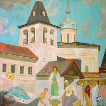 Павлов Юрий Сергеевич. Рождество Богородицы. Холст, масло. 100х100. 1997. Авторское собрание.