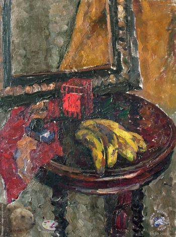 Павлов Юрий Сергеевич. Натюрморт с бананами. Холст, масло. 80х60. 1956. Авторское собрание.