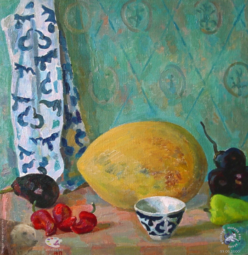 Павлов Юрий Сергеевич. Дыня. Холст, масло. 60х60. 1983.