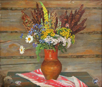 Шатов Ефим Игнатьевич. Натюрморт с цветами. Холст, масло. 60х70. 1983. Частное собрание.