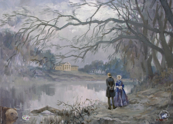 Панов Владимир Петрович. Серьёзный разговор. Холст, масло. 50х70. Собрание семьи художника.
