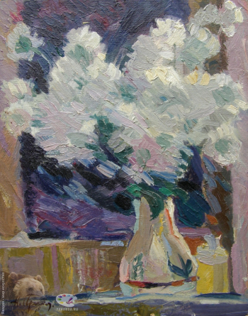 Прокопенко Николай Васильевич. Букет хризантем. Холст, масло. 24х30. 1960-1970. Частное собрание.