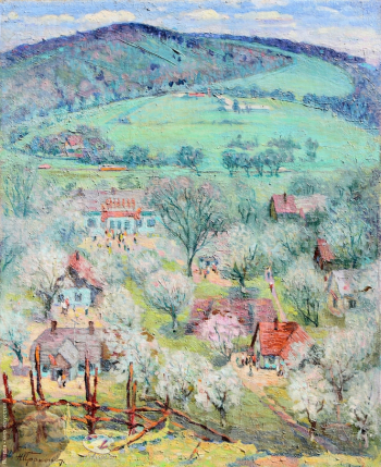 Прокопенко Николай Васильевич. Праздник в селе Ясеница (Весна). Холст, масло. 69х83. 1981. Частное собрание.