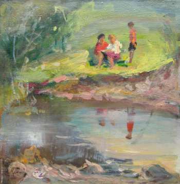 Прокопенко Николай Васильевич. У реки. Холст, масло. 45,5х45,5. 1970-1980. Частное собрание.