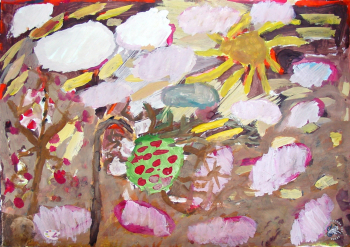 Глотов Женя. Ветреный день. Бумага, гуашь. 2001. Авторское собрание.