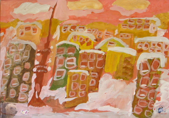 Глотов Женя. Зимняя Москва. Бумага, гуашь. 2001. Авторское собрание.