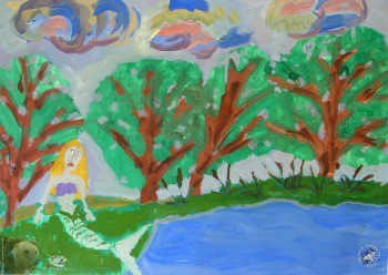 Глотова Катя. Волшебное озеро. Бумага, гуашь. 2001. Авторское собрание.