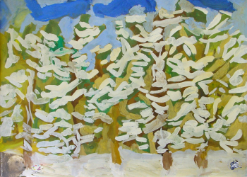 Дроздецкая Алла. Зимний лес. Бумага, гуашь. 2001. Авторское собрание.