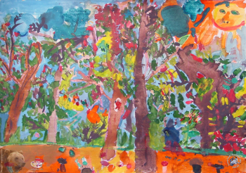 Кононенко Ярослава. Лесная поляна. Бумага, гуашь. 2001. Авторское собрание.
