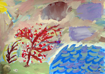 Лиликович Ярослава. Ветер и море. Бумага, гуашь. 2001. Авторское собрание.