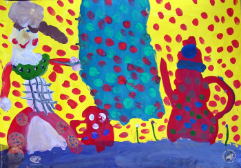 Новикова Света. Натюрморт с куклой. Бумага, гуашь. 2001. Авторское собрание.