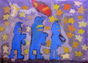 Чугриев Антон. Инопланетяне. Бумага, гуашь. 2001. Авторское собрание.