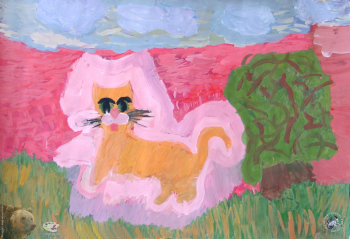 Широбокова Вера. Кот Баюн. Бумага, гуашь. 2001. Авторское собрание.