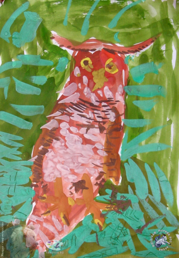 Шувалов Дарий. Филин. Бумага, гуашь. 2001. Авторское собрание.