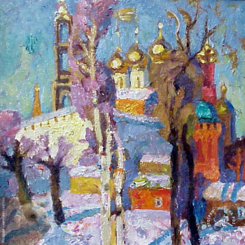 Куц Николай Константинович. Золотые купола. Холст, масло. 1990-е. Собрание семьи художника.