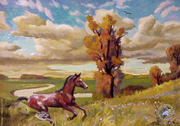 Куц Николай Константинович. Жеребёнок. Холст, масло. 1990-е. Собрание семьи художника.