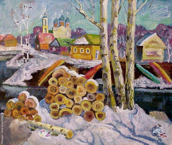 Куц Николай Константинович. Чурбаки. Холст, масло. 1990-е. Собрание семьи художника.