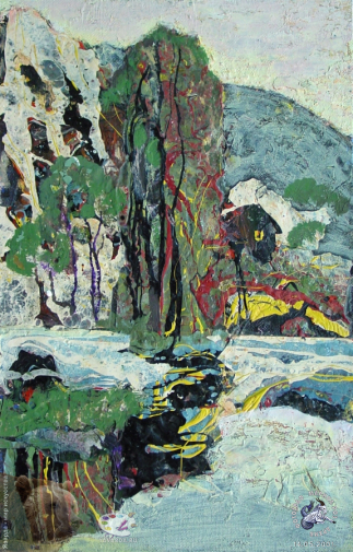 Симонов Вадим Гербович. Весна. Оргалит, смешанная техника. 56х36. 1990-е. Собрание семьи художника.