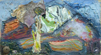 Симонов Вадим Гербович. Композиция 9. Оргалит, смешанная техника. 25х45. 1990-е. Собрание семьи художника.