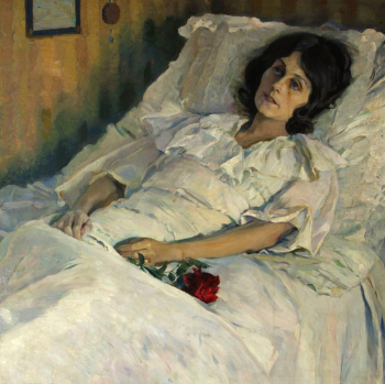 Нестеров Михаил Васильевич. Больная девушка. Холст, масло. 74х76. 1928. Мемориальный Музей-квартира А.М.Горького.