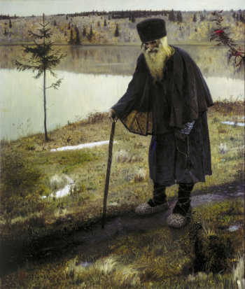 Нестеров Михаил Васильевич. Пустынник. Холст, масло. 142х125. 1888-1889. Государственная Третьяковская галерея.