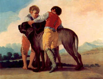 Франсиско Гойя. Мальчики с собакой. Холст, масло. 112х145. 1786-1787. Музей Прадо.