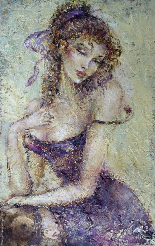 Кети Бетлемидзе. Девушка в пеньюаре. Холст, масло. 33х20. 2002. Частное собрание.