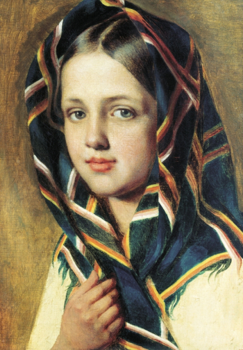 Венецианов Алексей Гаврилович. Девушка в платке. Холст, масло. 38х28. Государственный Русский музей.