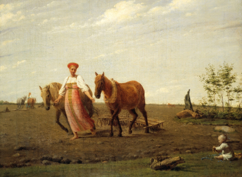 Венецианов Алексей Гаврилович. На пашне. Холст, масло. 51х65. 1820-е. Государственная Третьяковская галерея.