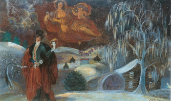 Судейкин Сергей Юрьевич. Северный поэт. Металлическая пластина, масло. 22х36. 1908. Киевский музей русского искусства.