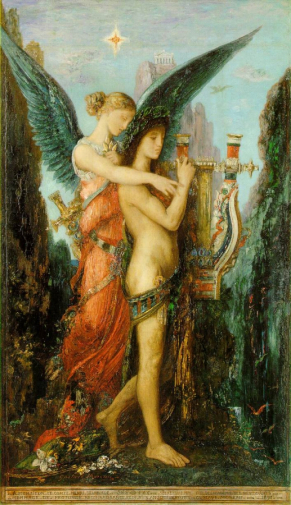Гюстав Моро. Гесиод и муза. Дерево, масло. 59х34. 1891. Музей Орсе.