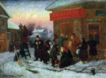 Соломаткин Леонид Иванович. Утро у трактира. Холст, масло. 52х71. 1873. Иркутский областной художественный музей имени В.П.Сукачева.