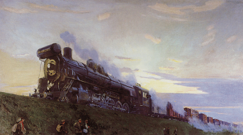 Рылов Аркадий Александрович. Сверхмощный паровоз. Холст, масло. 98х170. 1935. Вологодская областная картинная галерея.