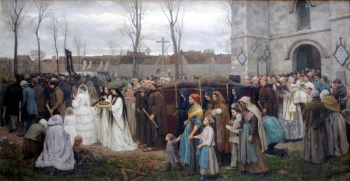 Жюль Бретон. Церемония. Холст, масло. 135х250. 1858. Дворец изящных искусств (Лилль).