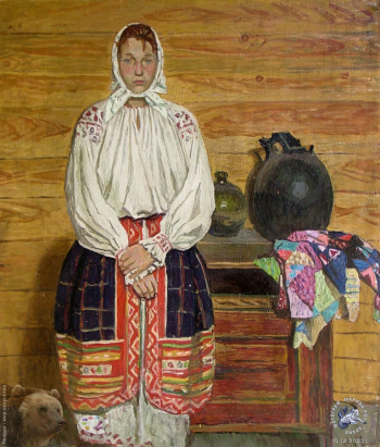 В костюме бабушки