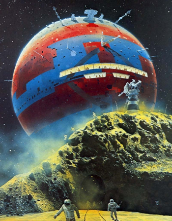 Крис Фосс. Сферический космический корабль. Иллюстрация. 20 век. Частное собрание.
