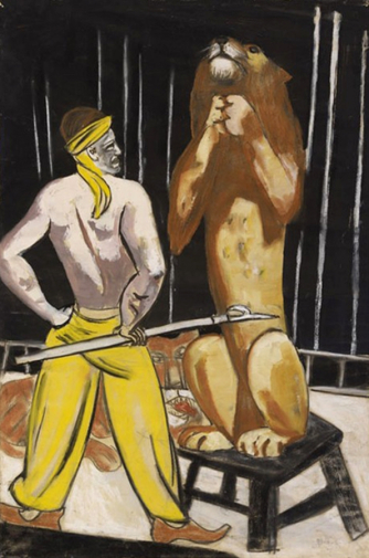 Макс Бекман. Укротитель львов. Бумага, гуашь, пастель. 90х59,3. 1930. Частное собрание.