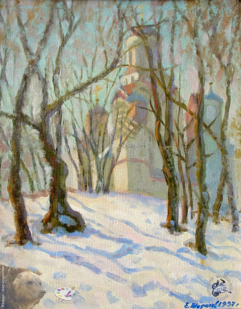 Шорохов Евгений Васильевич. Зимнее Солнце в Коломенском. Холст, масло. 50х40. 1997. Авторское собрание.