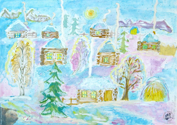 Выставка детских работ `Пушкин`, 2001.. Анохина Мария, 10 лет. Мороз и солнце; день чудесный...