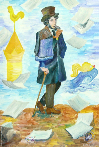 Выставка детских работ `Пушкин`, 2001.. Певчих Настя, 15 лет. На прогулке.