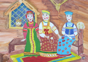 Выставка детских работ `Пушкин`, 2001.. Сигуней Рита, 14 лет. Сказка.
