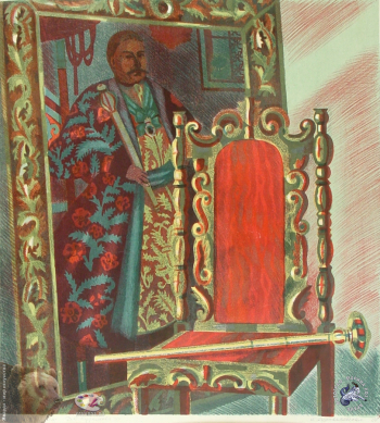 Выпускники станковой графики МГАХИ. Курманаевская Н.А. Серия `Старый Черкасск`. Портрет Д.С.Ефремова. Цветная литография. 1998.