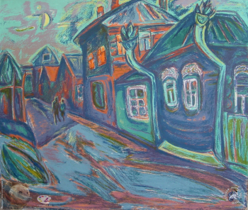 Выпускники станковой графики МГАХИ. Нижегородова Е.И. Серия `Плёс`. Цветная шелкография. 1999.