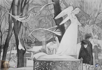 Выпускники станковой графики МГАХИ. Новоселова А.Ю. Серия `Чистый понедельник`. Бумага, офорт. 1998.